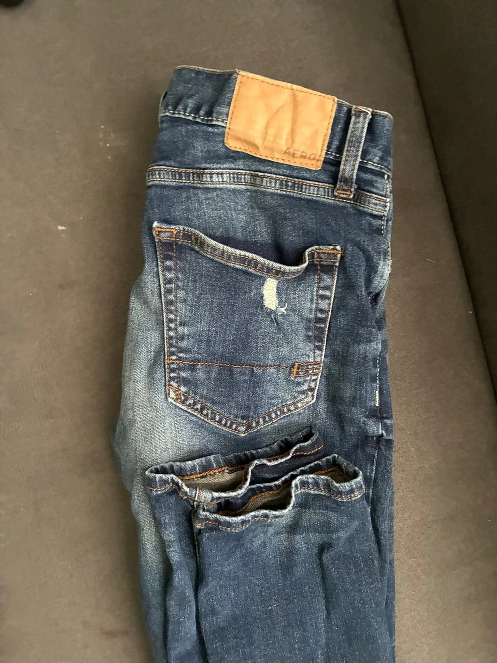 Aero Mid Wash Distressed Skinny Jeans - Blue